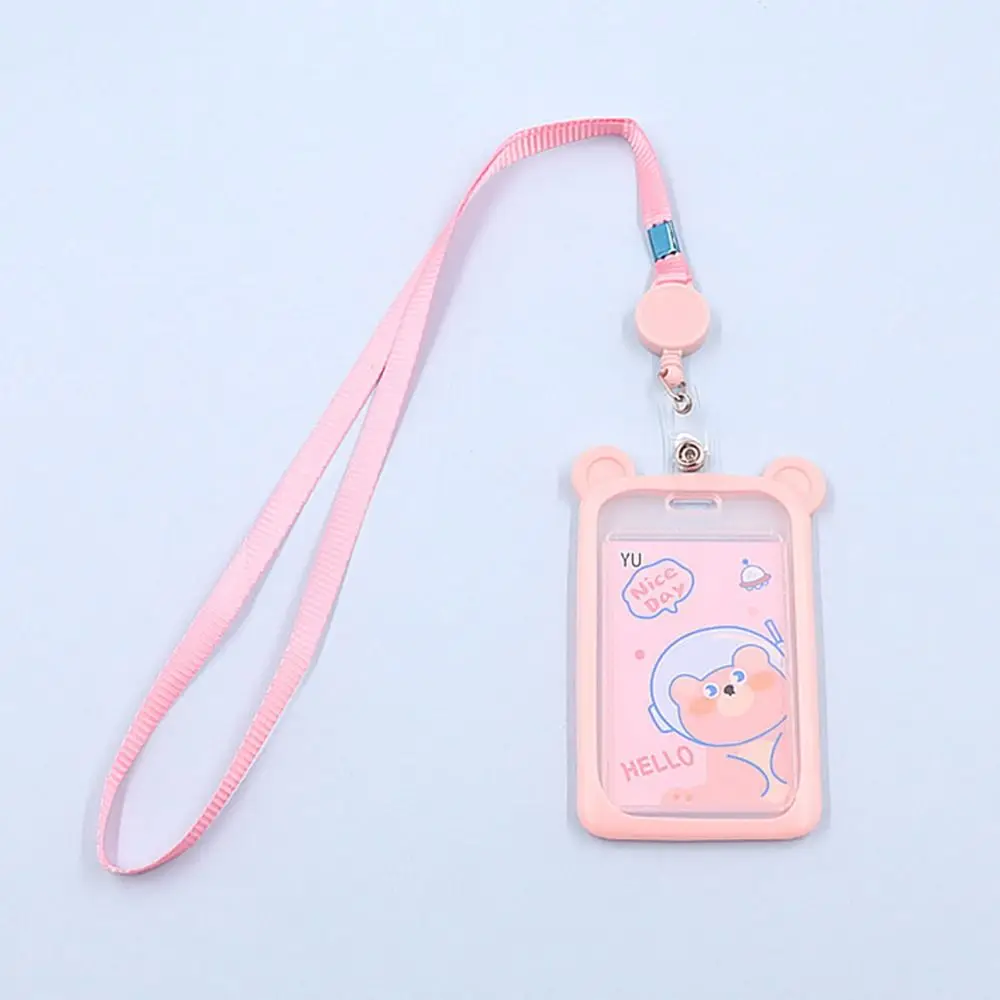 1PC Cute Retractable Reel Lanyard Bank ID Card Sleeve Credit Cover Case Card Holder Bus Card Case