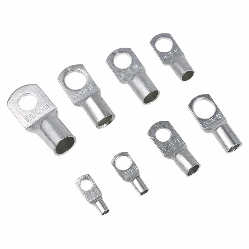 Terminal de cobre tipo sc, 5 ~ 50 peças, terminal de cobre sc6/10/16/25/35/50/70/95 bloco de bateria talões buraco id 6/8/10/12mm conector de fio de crimpagem