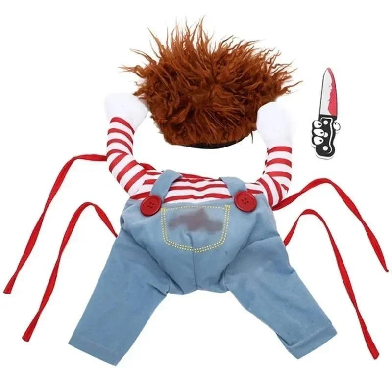 Funny Pet Dog Halloween Costume Holding Knife Design Outfit For Cats Puppy Festival Party Dress Up Clothing Holiday Supplies view 4