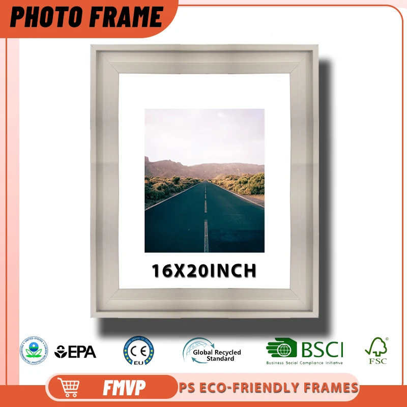 

16x20 White Modern Photo Frame with Slim Profile Perfect for Minimalist Living Room Wall Decor Picture Frame