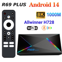 R69 Plus Voice Control TV Box Ultra HD 8K Android 14 Allwinner H728 Octa Core Support Netflix tv box WIFI6 1000M Set Top Box