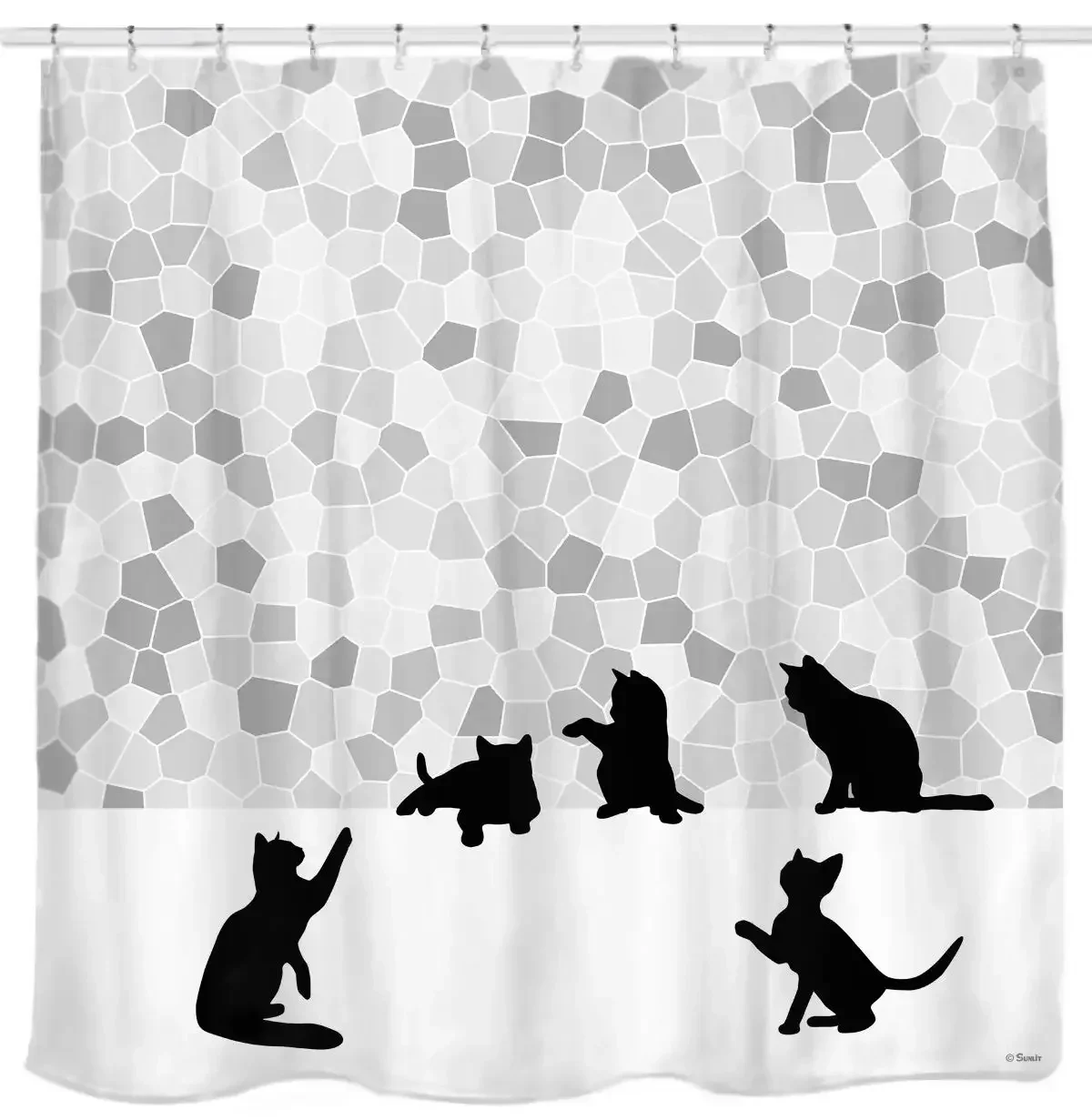 Cats and Dogs Shower Curtain Raining Cartoon Corgi Cute Animal Hilarious Pet Playing Water Polyester Waterproof Bathroom Curtain