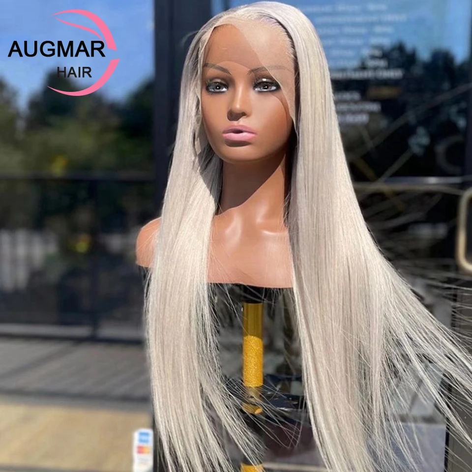 Pre Plucked 13x4 Ash Blonde Straight Lace Front Wigs Human Hair Transparent 30 Inch 360 Lace Frontal Human Hair Wigs For Women