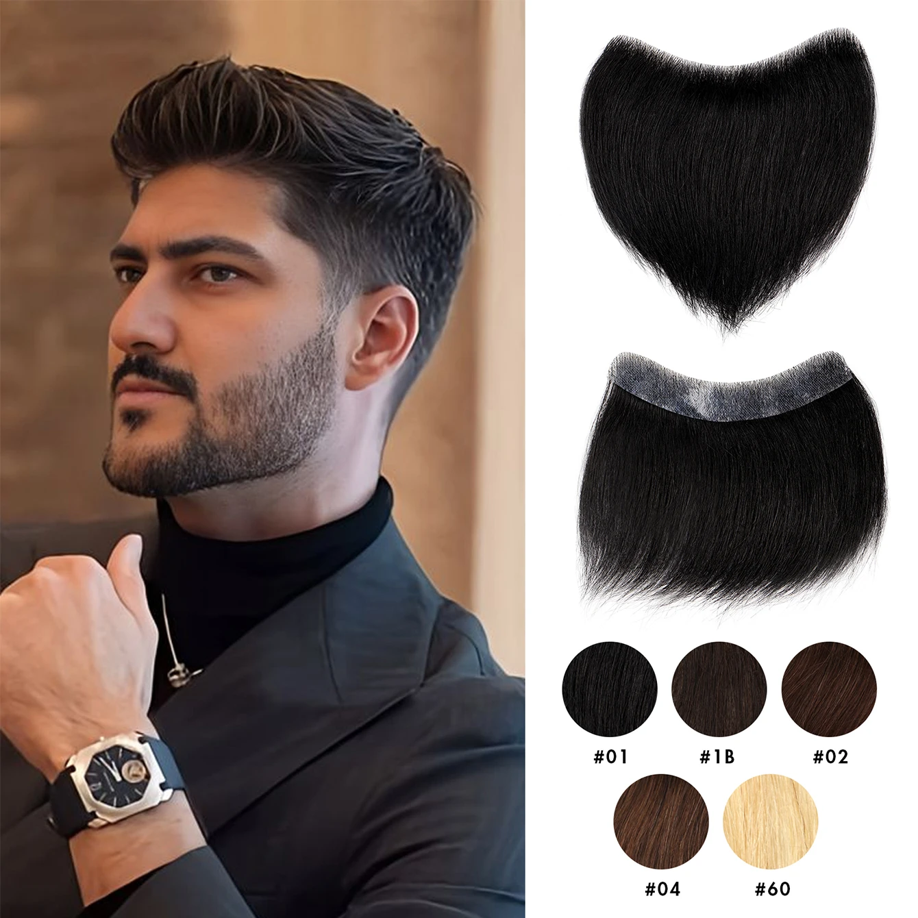 الرجال أمامي الشعر المستعار مستقيم الخامس نمط خط الشعر الأمامي للرجال الشعر البشري رقيقة جدا الجلد بولي Men الرجال الشعرية الاصطناعية الاستخدام اليومي
