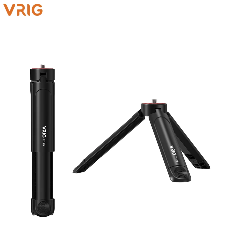 VRIG Mini Tripod Extendable Selfie Stick Handle Compact DJI Pocket 3 4 Pro Insta360 Luna Action Cams 1/4 Screw 2kg Load Non-slip