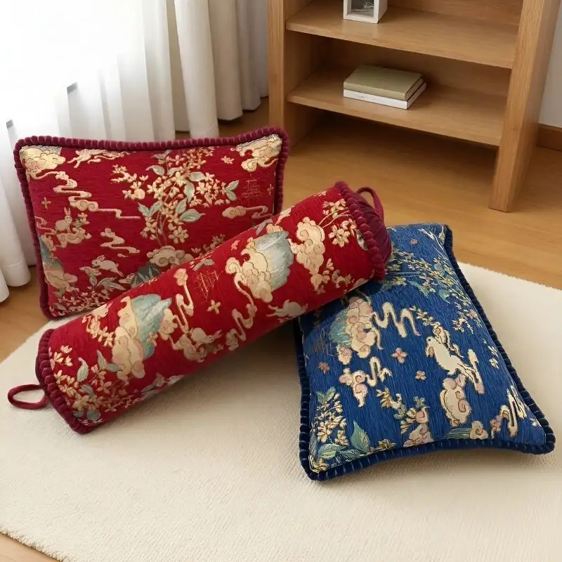 50x15cm European-style candy-shaped pillow cylindrical back pillow case luxurious jacquard cushion cover health care pillow