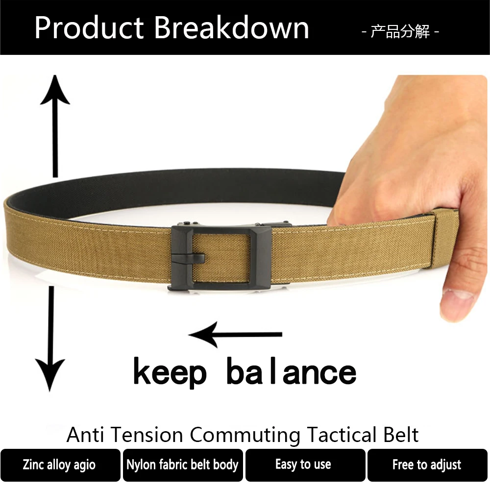 TUSHI New Military Belt for Men Business Nylon Metal Automatic Buckle Police Duty Belt Tactical Outdoor Girdle IPSC Accessories