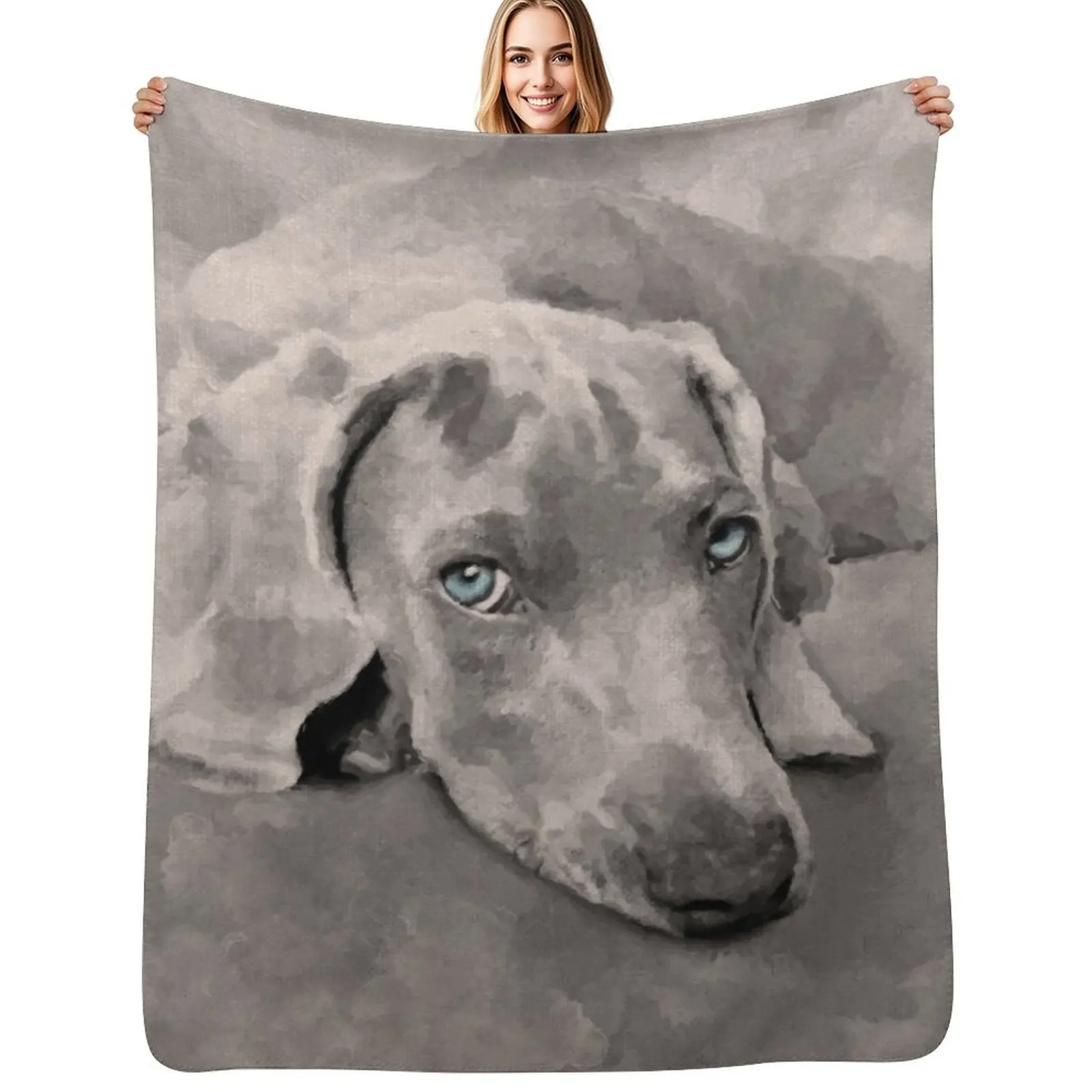 Weimaraner Dog Mixed Media Throw Blanket Retros Thin bed plaid Flannel Fabric Decorative Sofas Hair Blankets