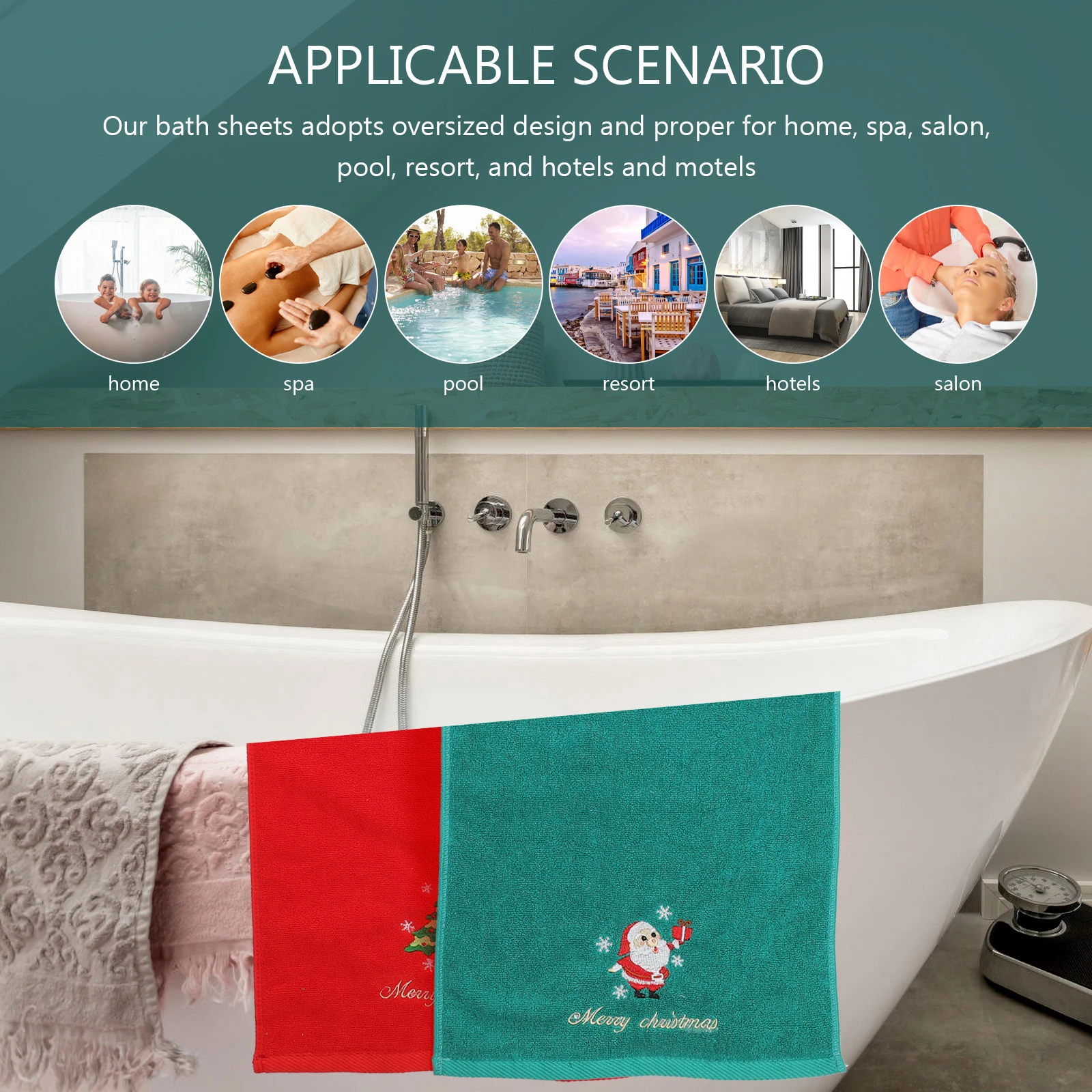 

2 Pcs Guest Pure Cotton Embroidered Towel Gift Xmas Bath Towels Holiday Washcloth
