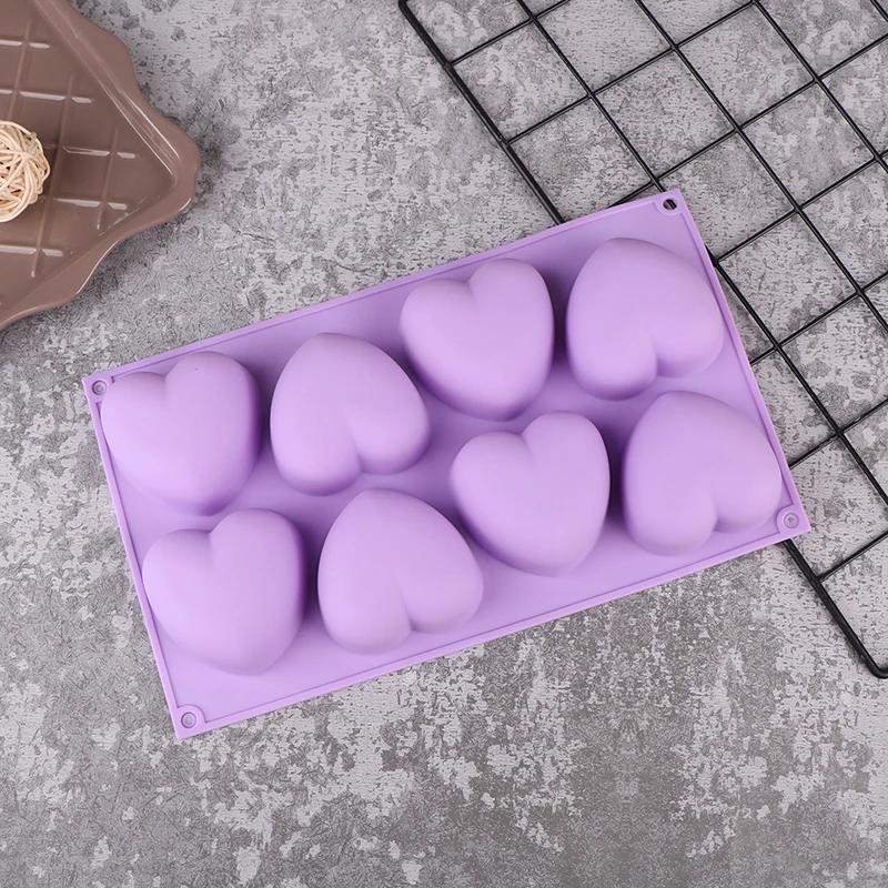 8 griglia cuore Mousse torta stampo in Silicone fai da te Dessert torta candela stampo san valentino gelatina al cioccolato cottura strumenti per decorare la torta