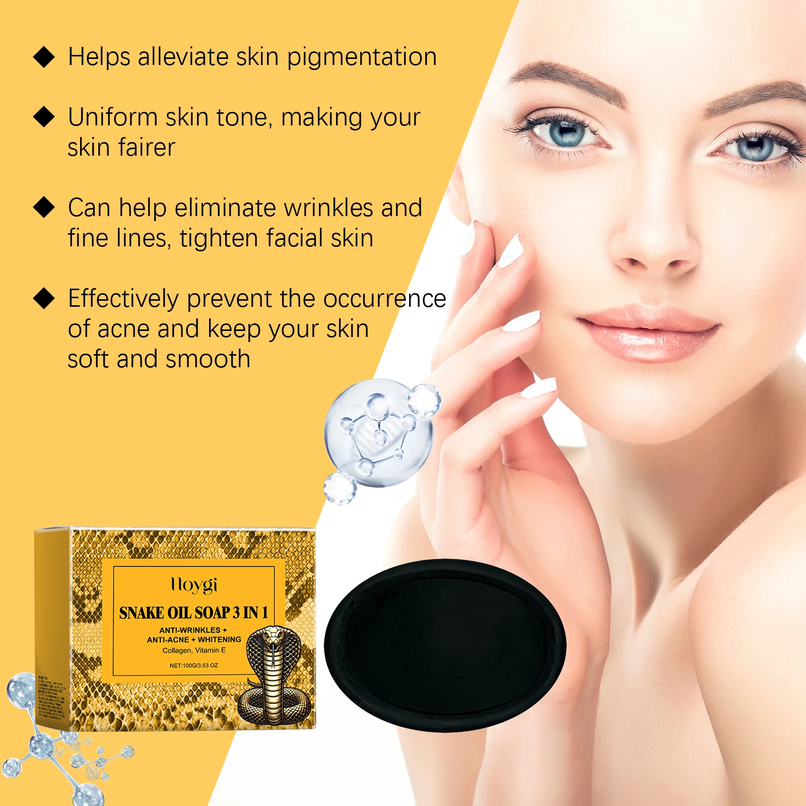 صابون تنظيف زيت الثعبان - تنظيف لطيف للوجه، يترك البشرة رقيقة وناعمة، صابون تنظيف ومنعش وتحكم في الزيت