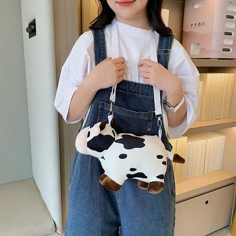 Kawaii Cow Plush Bag Backpack Toy Lovely Zero Wallet Crossbody Bag For Boys Girls Gifts