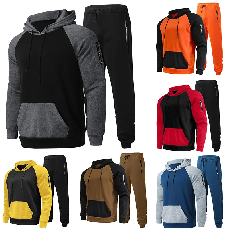 Winter Thickened Hair Grab Zipper Sweater Two-piece Set Sports And Leisure Men's Suit