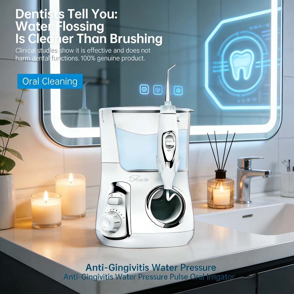 

Электрический ирригатор для полости рта с 10 режимами, резервуаром 800 мл и 5 насадками, для домашнего использования