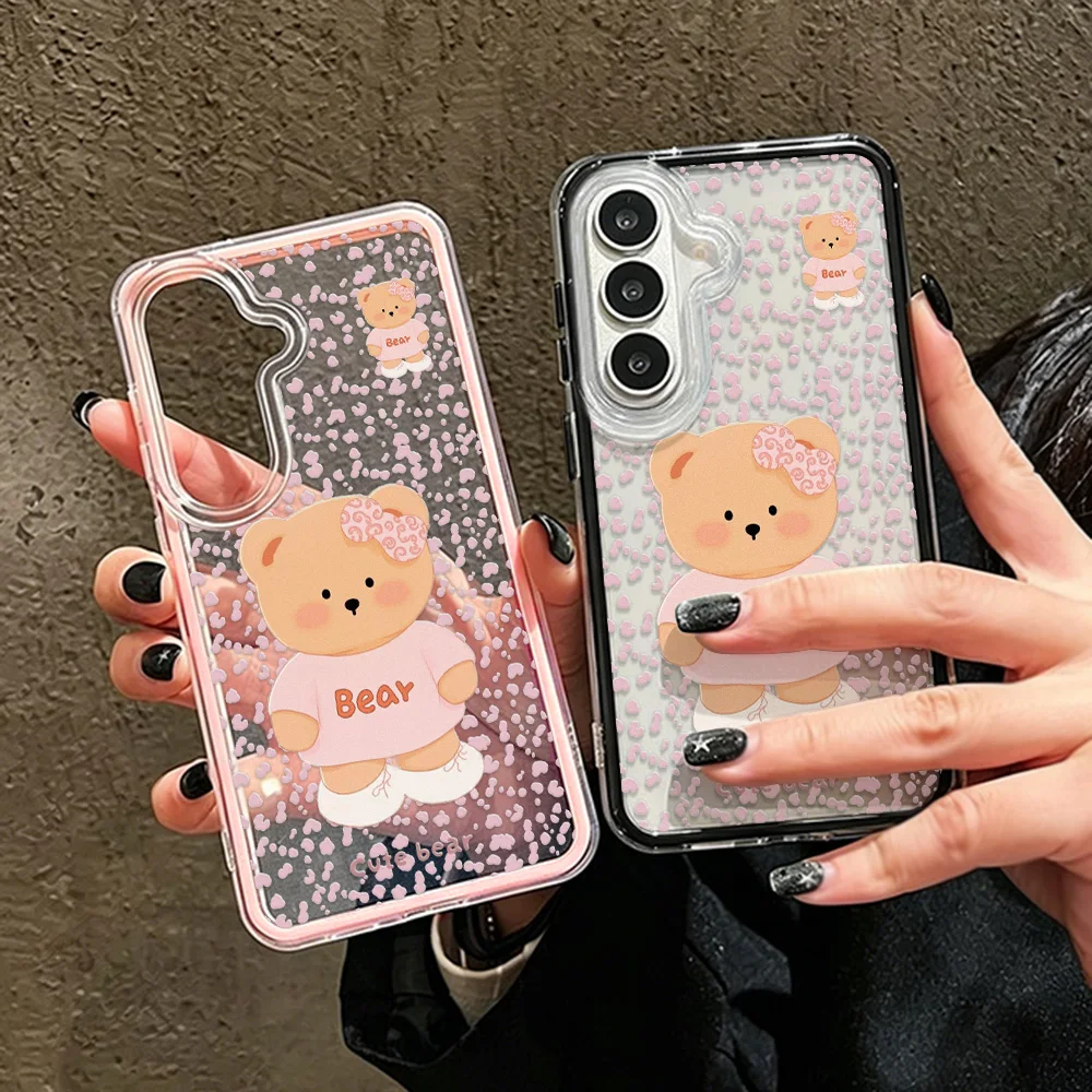 Cute Bear Two-in-one Phone Case For Samsung S25 Ultra A56 S26 Ultra A57 5G A55 A17 A07 A37 S23 A34 S24 Plus A25 TPU Capinha Caha