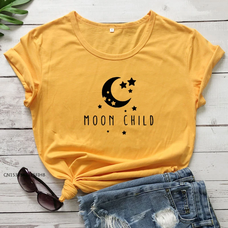 

Moon Child Soft Premium T-Shirt Retro Women Mystic Witch Tshirt Casual Popular Short Sleeve Graphic Hippie Top Tee Shirt Outfits