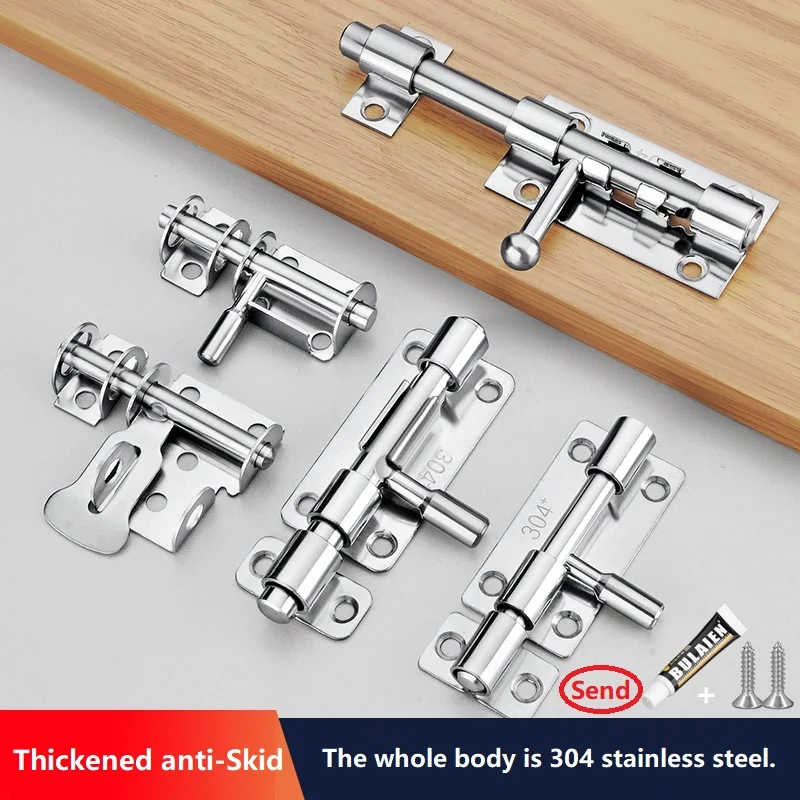 304 Stainless Steel Door Latch Small Mini Solid Sliding Bolts Latch Hasp Home Hardware Gate Safety Toilet Door Lock