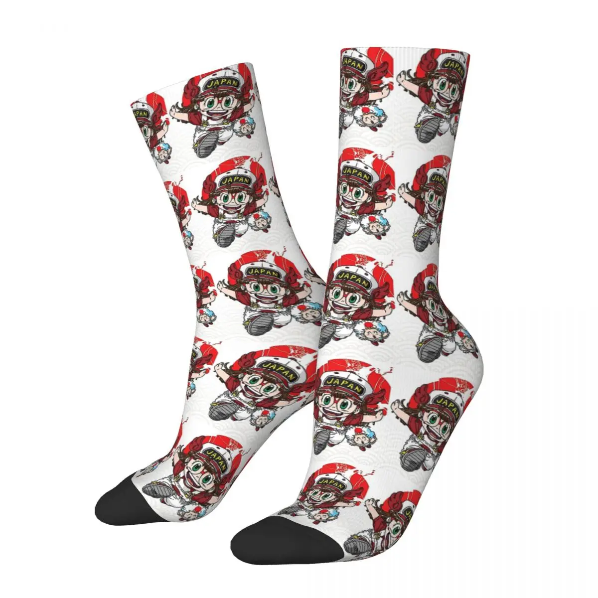 Happy Funny Men's compression Socks Arale And Baogua Vintage Harajuku Strange Doctor and Robot Doll Hip Hop Casual Crew Sock