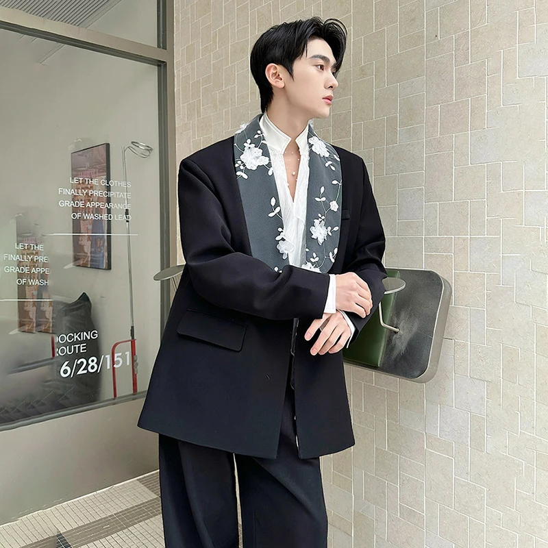 LUZHEN 2026 Spring New Original Lace Gauze Three-dimensional Patchwork Blazer Coat Men's Fashion Handsome Elegant Clothes JY6181