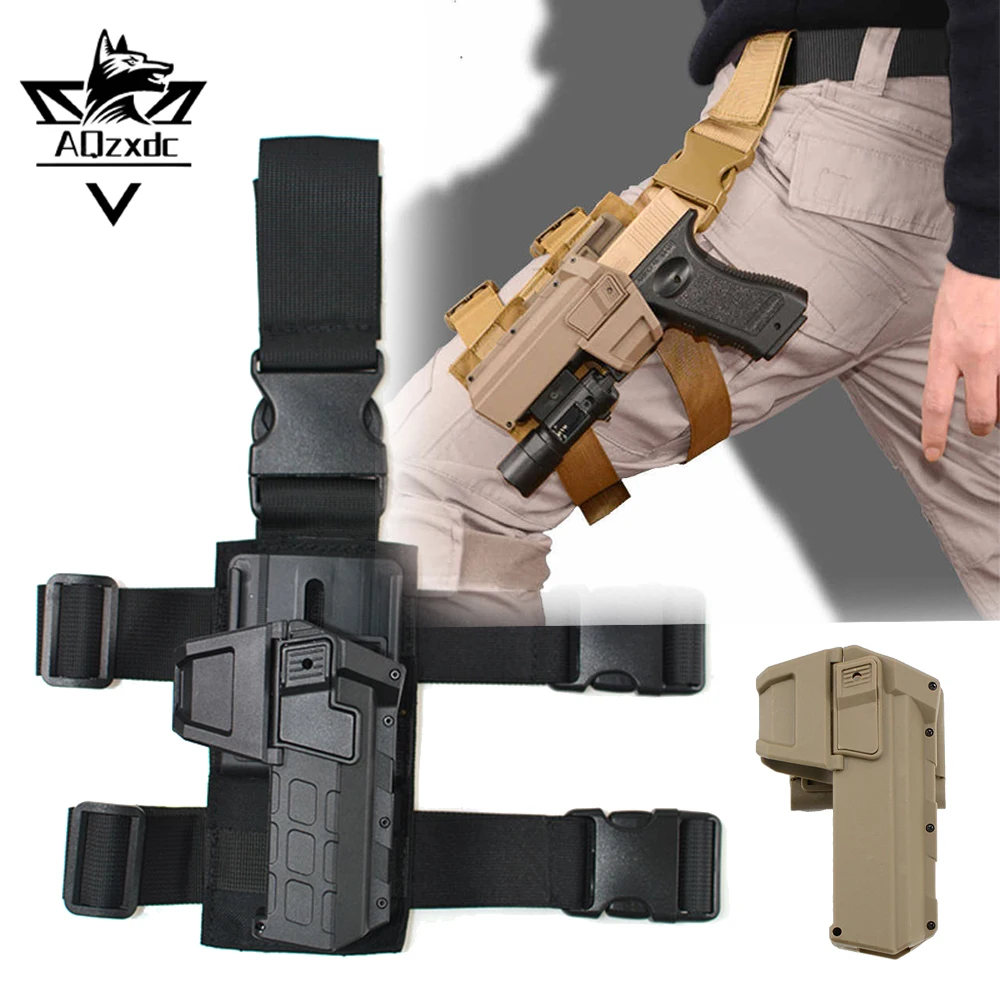 

Tactical Holster G17 with Hanging Flashlight Quick-Draw Holster P320 G19 M18 M17 Waistband Gaiter Holster for Hunting Shooting