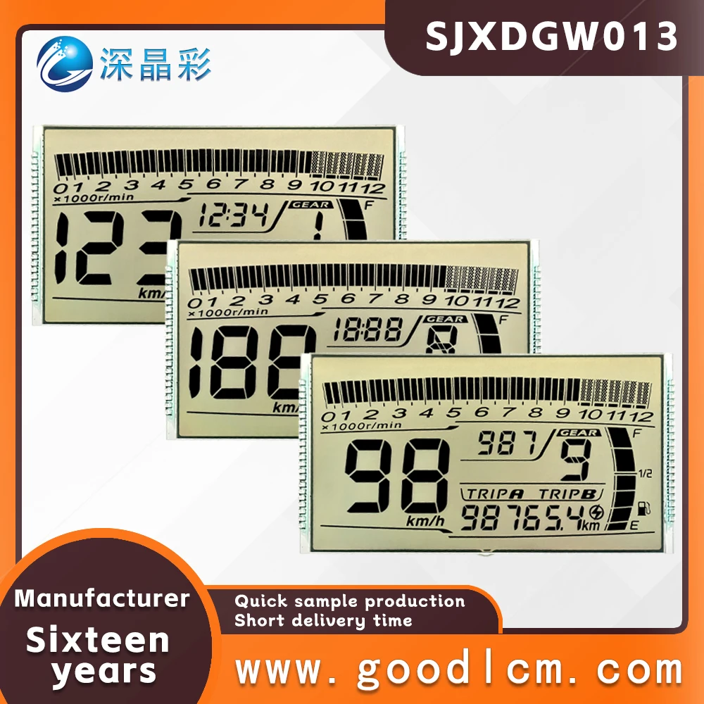 

Customized segment code dashboard lcd display SJXDGW013 HTN Positive 5.0V vehicle Anti Glare segment lcd display