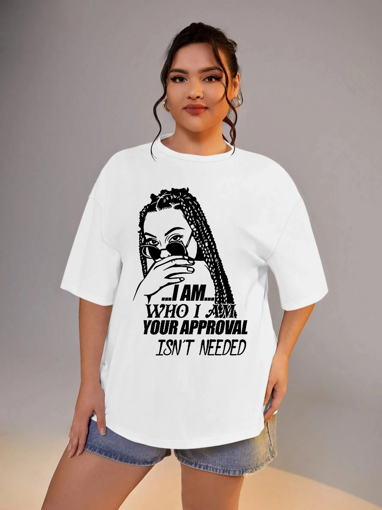 Large Size Tops Cool Girl Graphic Print T-shirt Plus Size Clothes for Women 2xl 3xl 4xl 5xl