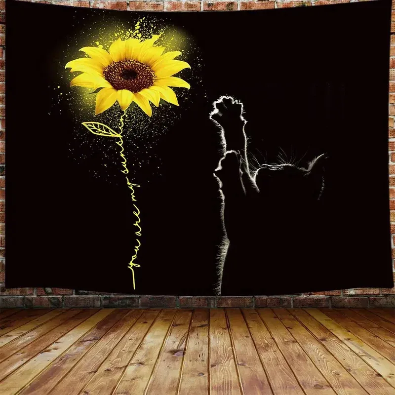 

IJL62Sunflower tapestry sunset sunflower fields flowers plants bedroom living room decoration hanging curtains yellow4Th^