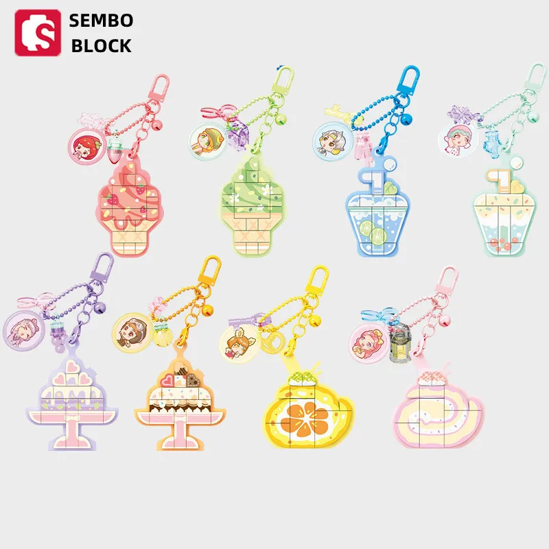 Genuine SEMBO BLOCK Kawaii keychain Candy Planet DIY creative small particle assembly girl novelty toy pendant children's gift