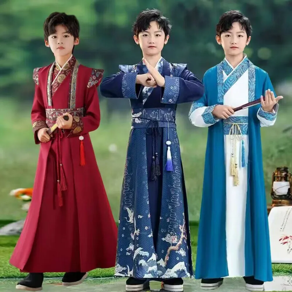 Chinese Hanfu Dress Cosplay Stage Performance Costume Boy Ethnic Style Children Clothing Girl Kids Clothes Party Kung Fu Wushu
