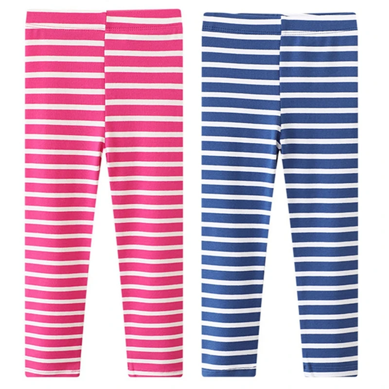 Kids Girl Pants Soft Elastic Stripe Cotton Leggings Solid Color Girls Skinny Pants Trousers Spring Autumn 2-7Y Children Leggings