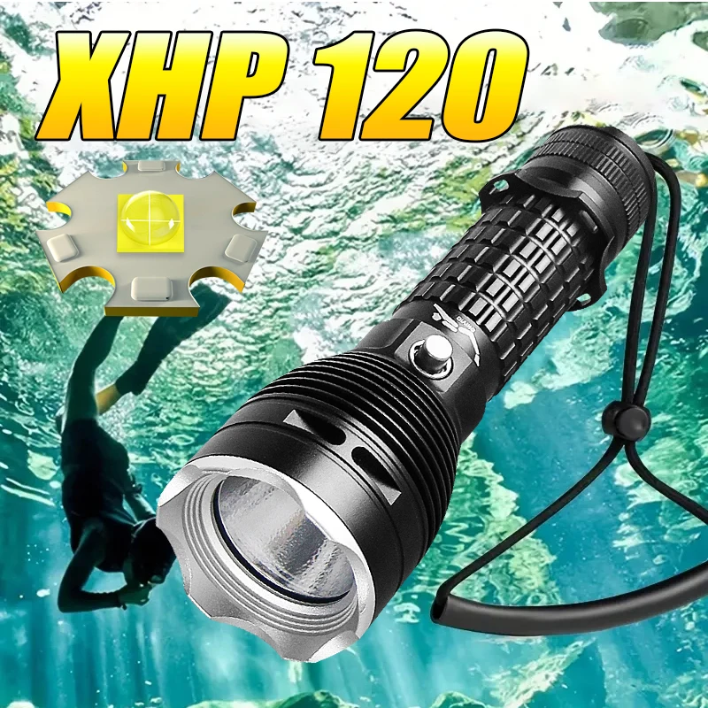 

Super Powerful XHP120 LED Diving Flashlight 18650/26650 Professional Scuba Diving Lantern High Power Underwater Diving Light
