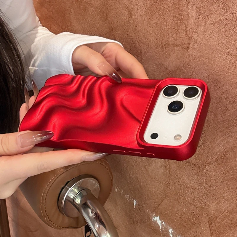 عيد الميلاد الأحمر مجسمة تموج الماء قضية الهاتف آيفون 17 برو ماكس الهواء 11 12 13 14 15 16 برو ماكس للصدمات بولي TPU الغطاء الخلفي