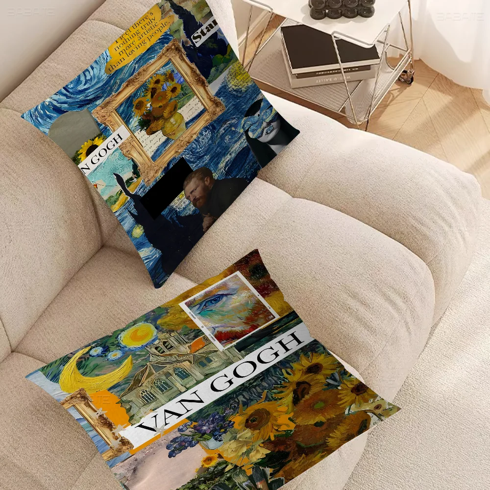 Art Painting Van Gogh Pillow Cushion Cover Pillowcase Living Room Sofa Home Decor Customized