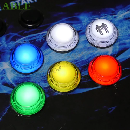 Imagen 2 del producto Pulsador Arcade de 33mm, color transparente con microinterruptor de luz Led redondo para piezas de máquinas Arcade