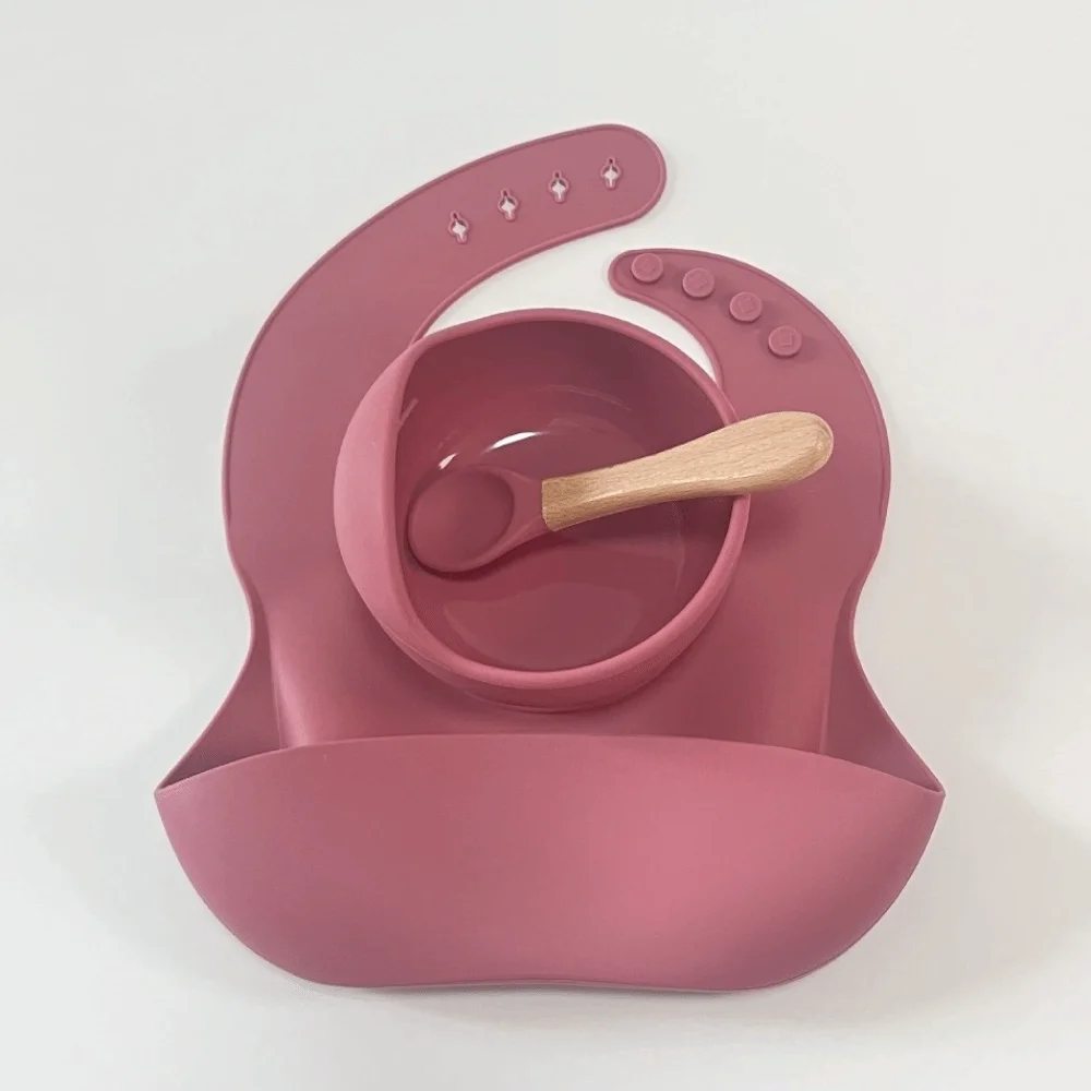 

Мягкая силиконовая детская миска для кормления, нагрудники/миска/ложка, посуда, детская посуда, набор нагрудников, нескользящий комплект из 3 предметов, детская обеденная миска для младенцев