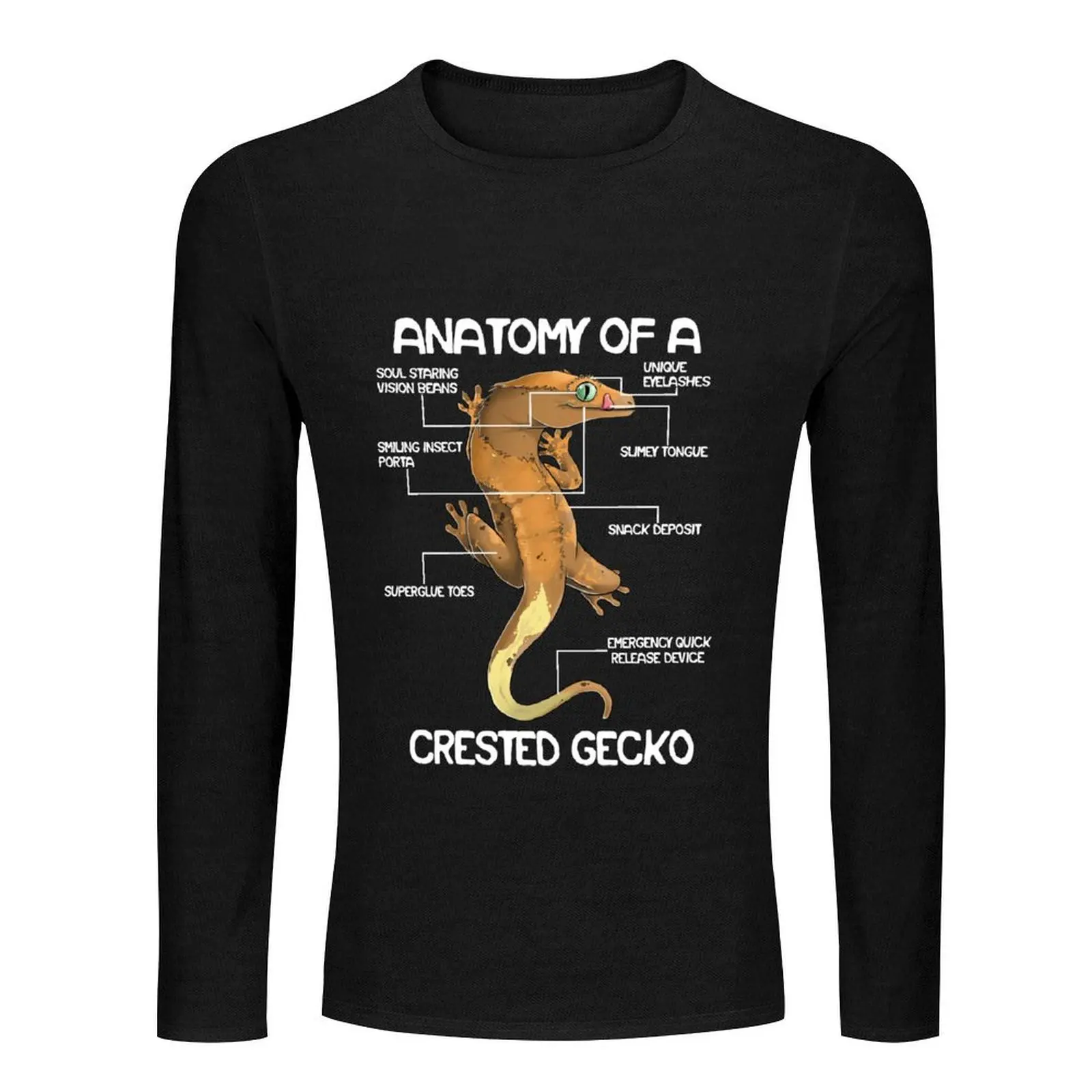 Anatomy Of A Crested Gecko Eyelash Lizard Herpetologist NL Long T-Shirt vintage clothes graphics t shirt mens t shirts pack