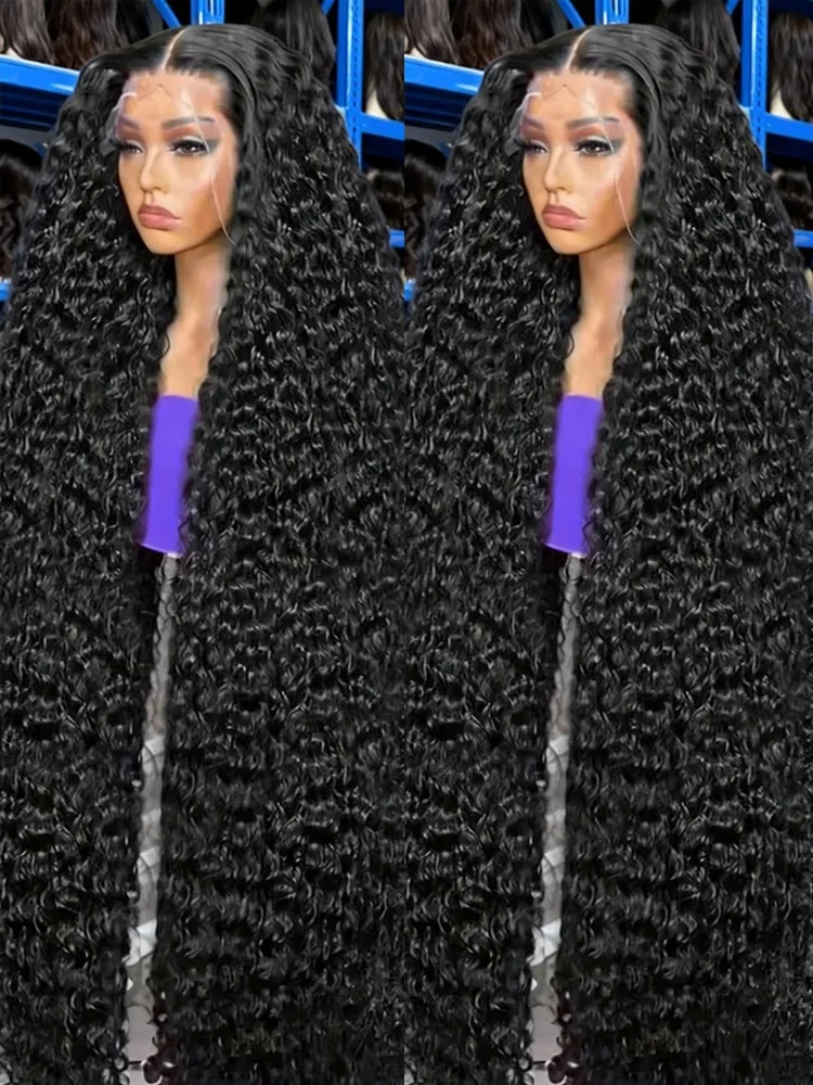 

40 42 Inch Water Wave Curly Human Hair Lace Front Wig 300% Density Deep Wave Transparant 13x6 13x4 HD Lace Frontal Wig Virgin Raw Brazilian Virgin Human Hair Jerry Curl For Women Preplucked Natural Hairline With Baby Hair On Sale