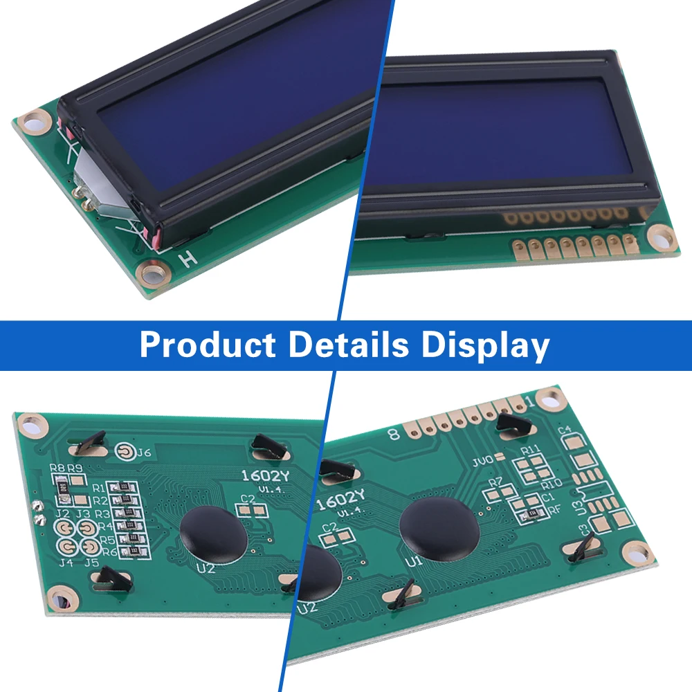 블루 필름 흰색 문자 1602Y IIC 직렬 포트 LCD 디스플레이 화면, 2X16 1602 컨트롤러, AIP31068 문자 LCD 디스플레이 화면