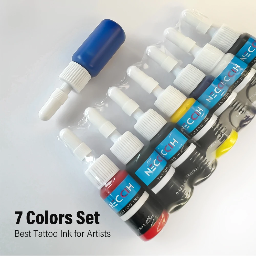 7PCS Tattoo Ink Set 5ml Professional Body Art Tattoo Ink Pigment Natural Plant Micro Pigment Permanent Tattoo Ink Tattoo Suppli 6