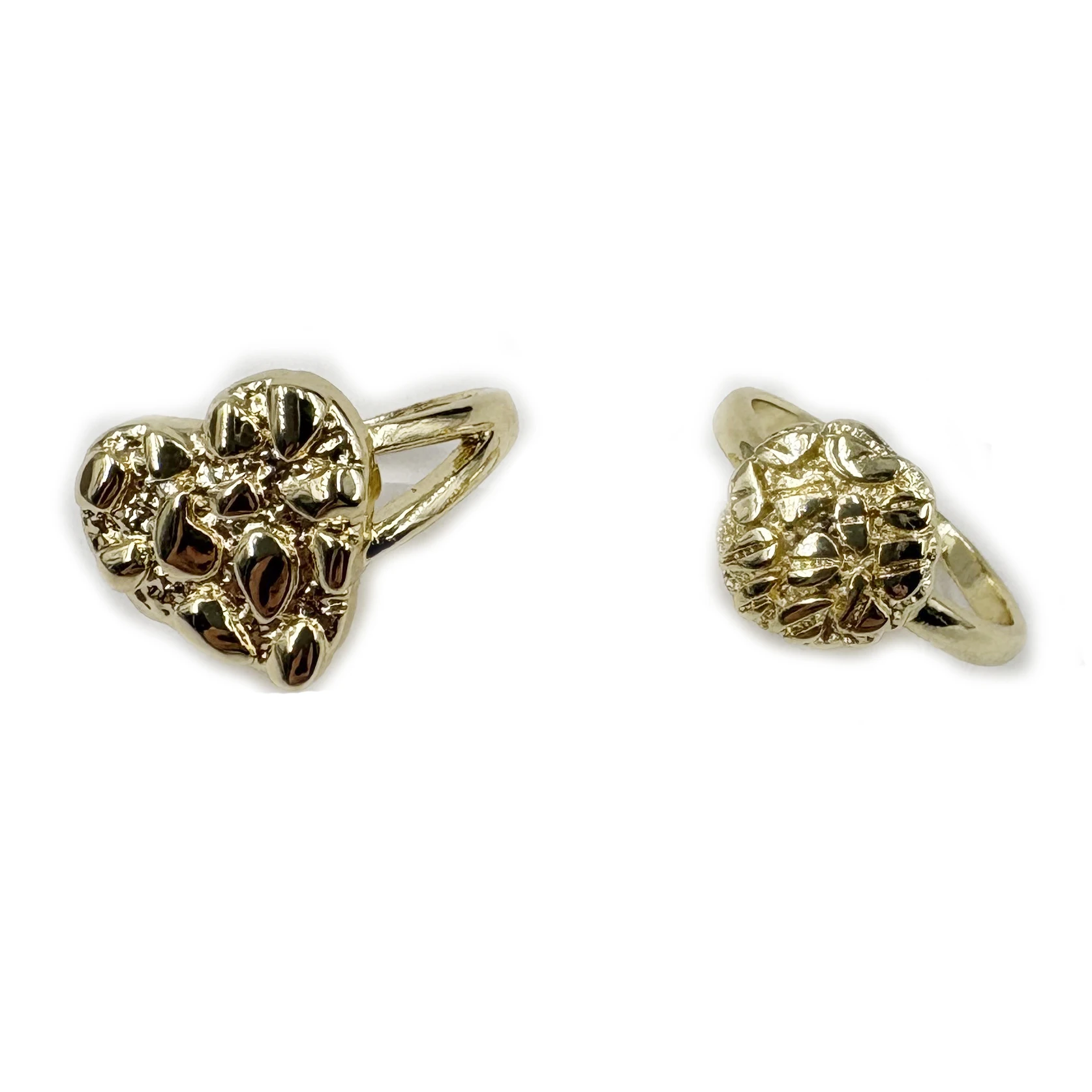 14k Gold Plated Coin round Ring And Nugget Heart Ring Set for Women Hip Hop Punk Style Rock Roll Cookie Textured Jewelry Gift