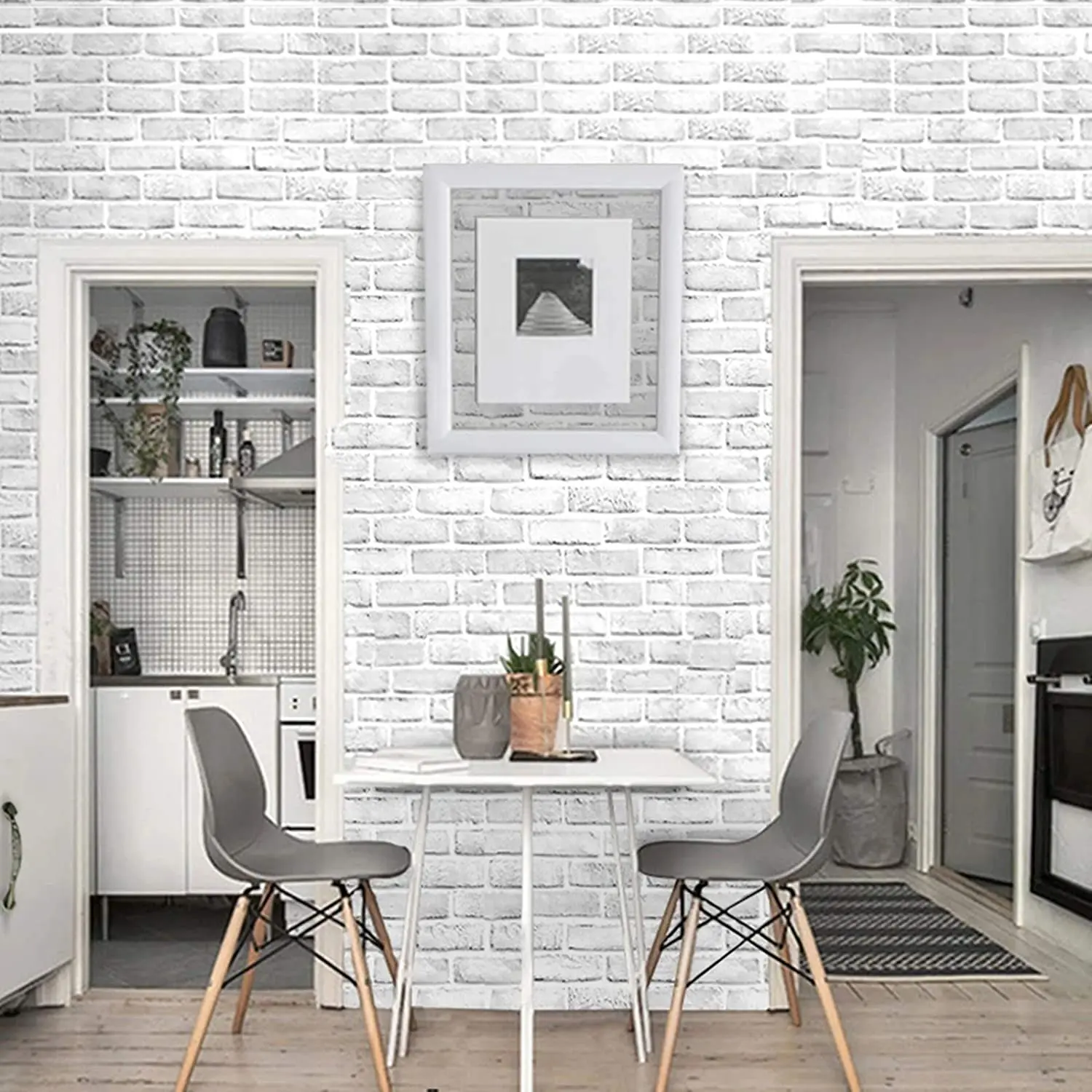 White Gray Brick Wallpaper Grey Self-Adhesive Paper Home Decoration Peel and Stick Backsplash Wall Panel Door Decor papel tapiz