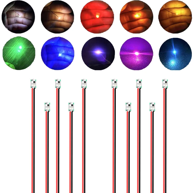 10 Uds 0402 0805 1206 SMD lámpara de Chip con cable Micro lámpara Led presoldada 3V Kit de modelo de luz para Diorama escenas ferroviarias