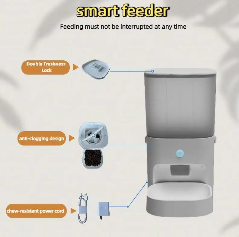 6L Automatic Dog Feeder with Timer, WiFi Pet Dry Food Dispenser Bowl, Automatic Smart Pet Feeder Xing Chon Wan