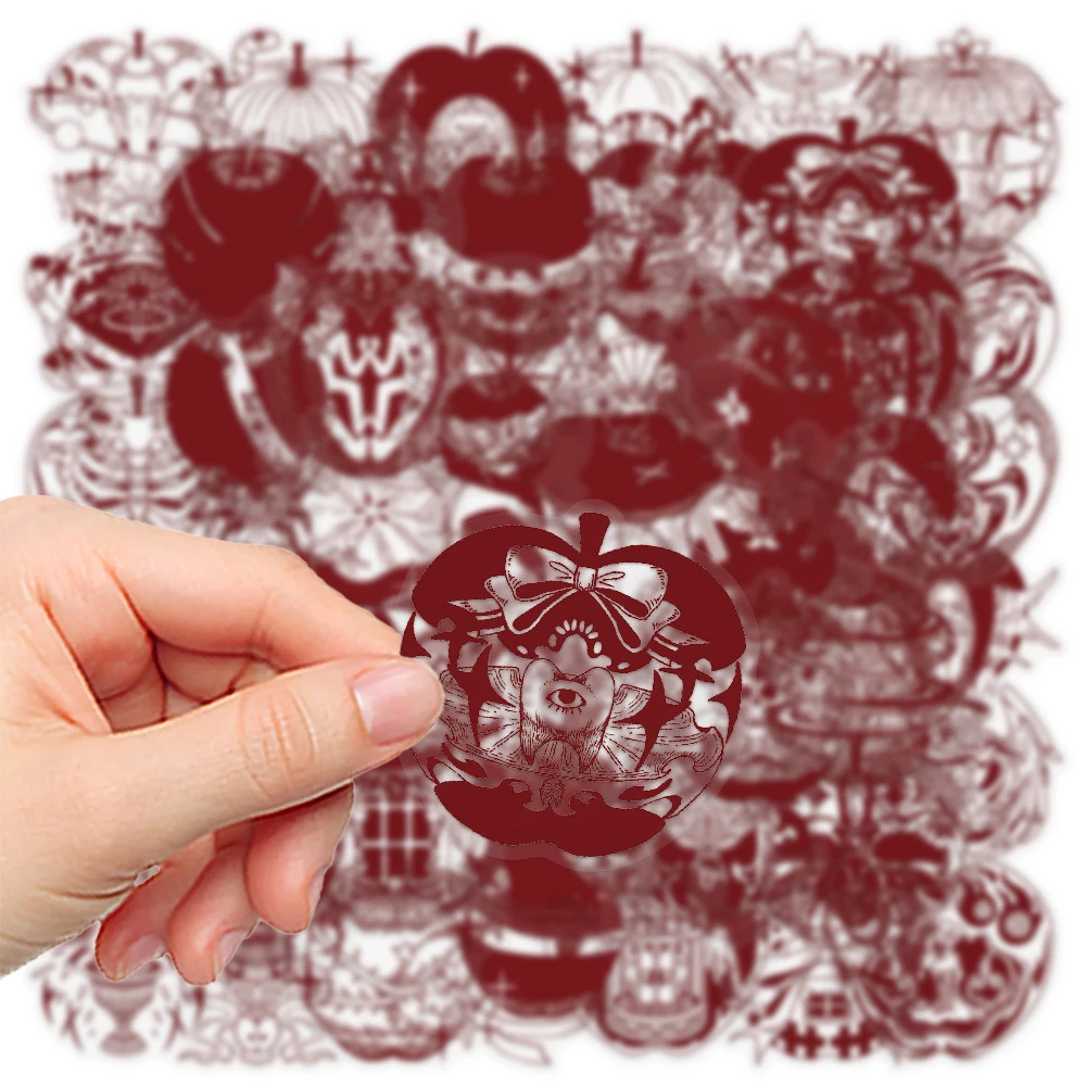 

10/30/50pcs Transparent Retro Art Red Apple Stickers Creative Pattern Sticker Laptop Phone Suitcase Waterproof Graffiti Decals