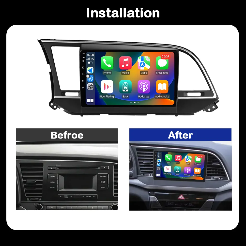 Android System Car Radio Multimedia Player for Hyundai Elantra 6 2016 2017 2018 Carplay DSP GPS Navi Auto Tools BT WIFI+4G IPS