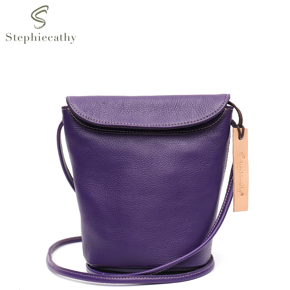 SC Daily Casual Women Genuine Leather Crossbody Handbags Vintage Cowhide Portable Small Phone Purses Shoulder Sling Bags Bucket