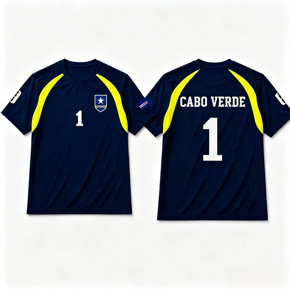Cabo Verde  No.1 Short Sleeve Soccer Shirt Breathable Polyester Training Uniform With Cape Verde Flag Print For Fans