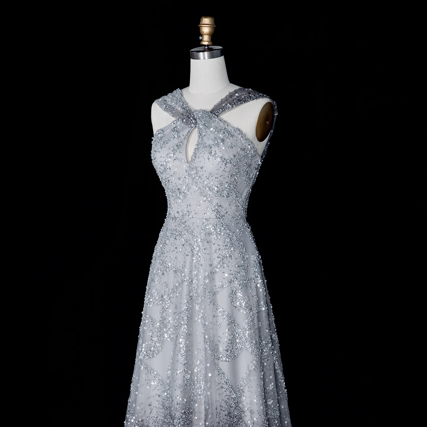 Sharon Said 2026 Neues Abendkleid in Farbverlauf Rosa mit Perlen, gedrehtem Neckholder, A-Linie, Dubai Arabisches Damen-Abendkleid SS709 Maßanfertigung – Detail 14