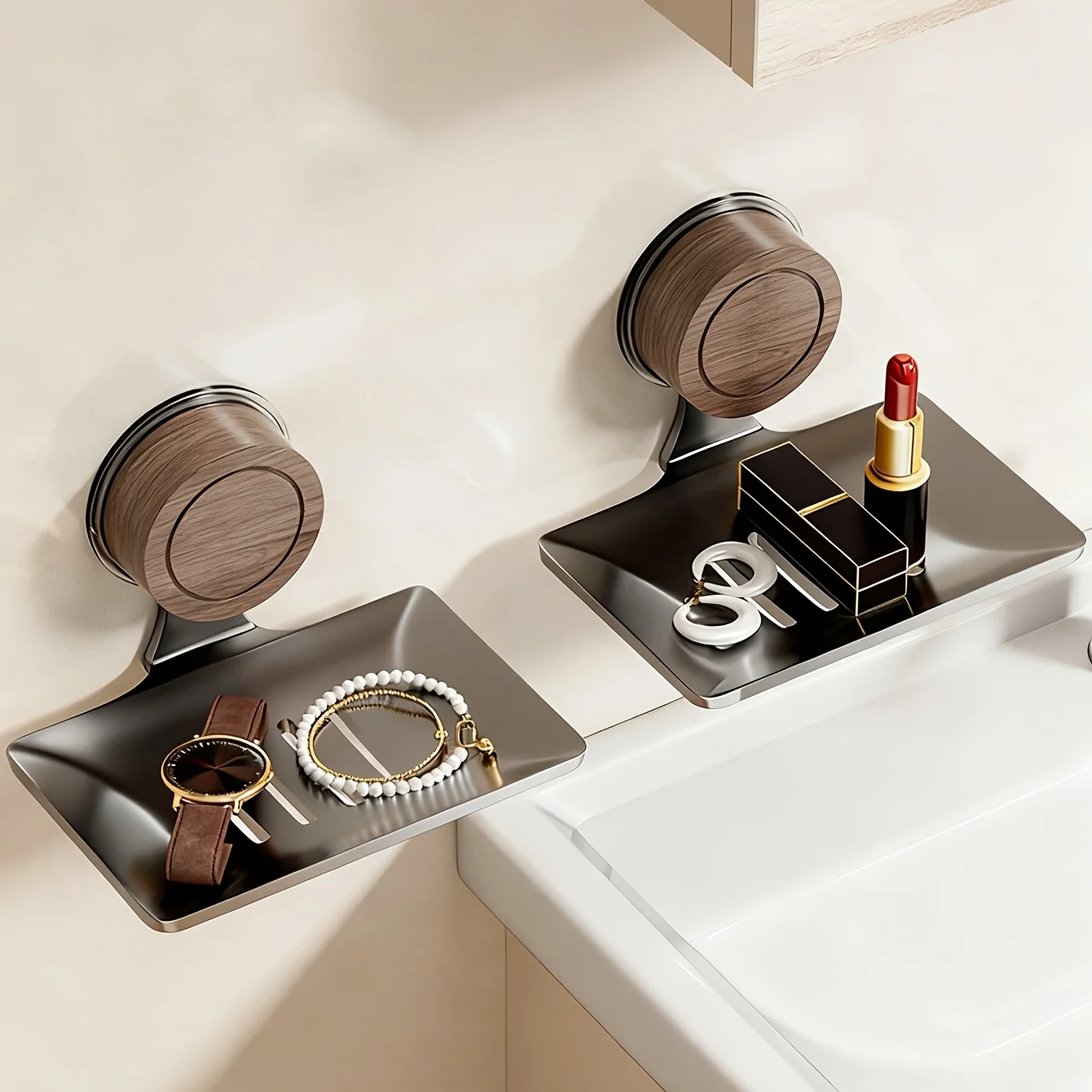 Powerful Adhesive Soap Dish with Suction Cup,Soap Drainage Holder Ideal for Home Bathroom Sink Wall-Mounted Soap Storage Rack