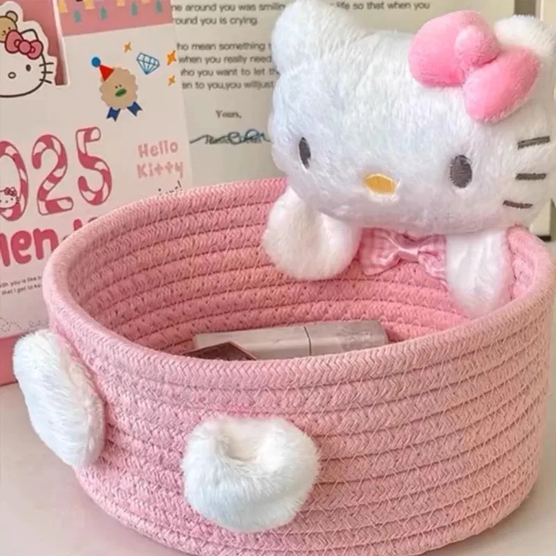 Boîte de rangement de maquillage Kitty Cat avec poignée, organisateur de produits de beauté portables, plateau de rangement de collations, Organization multifonctionnelle à domicile